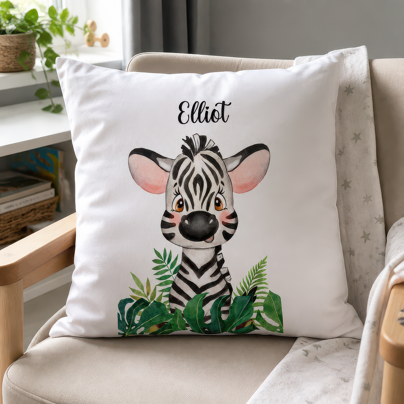 Personalised Zebra Cushion with Name