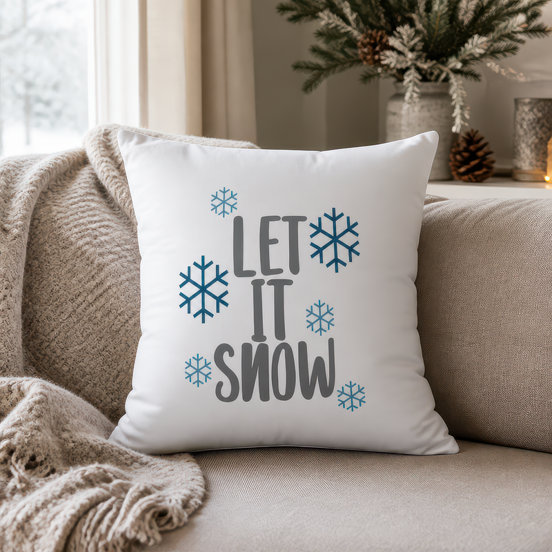 Let It Snow Blue Christmas Cushion
