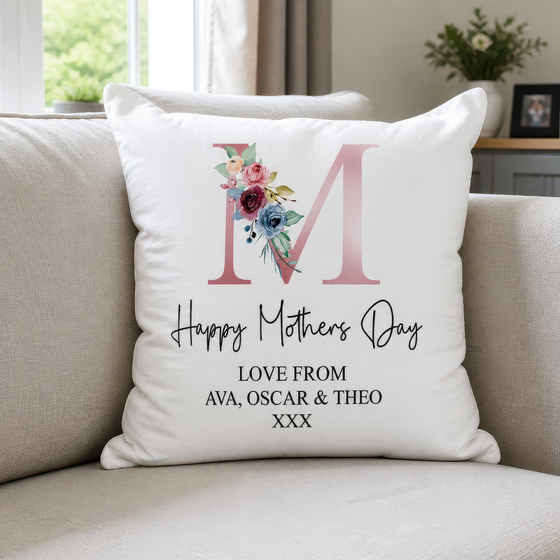 Personalised Mum Floral Cushion with Names