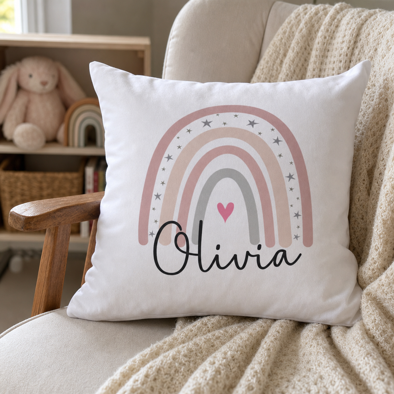 Personalised Rainbow Cushion with Name