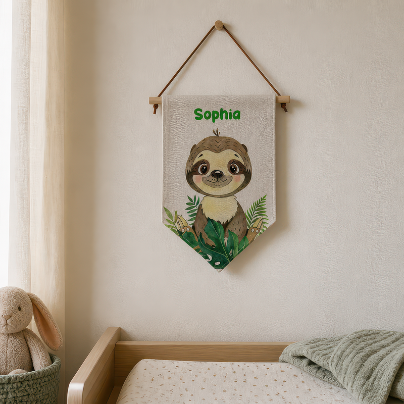 Personalised Sloth Linen Flag