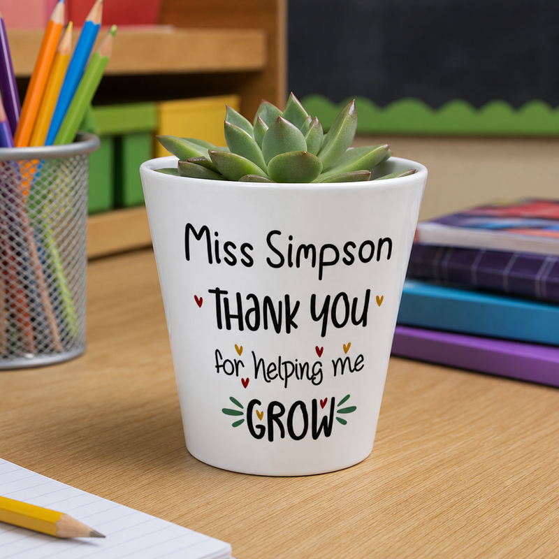 Personalised Teacher Flower Pot with Name