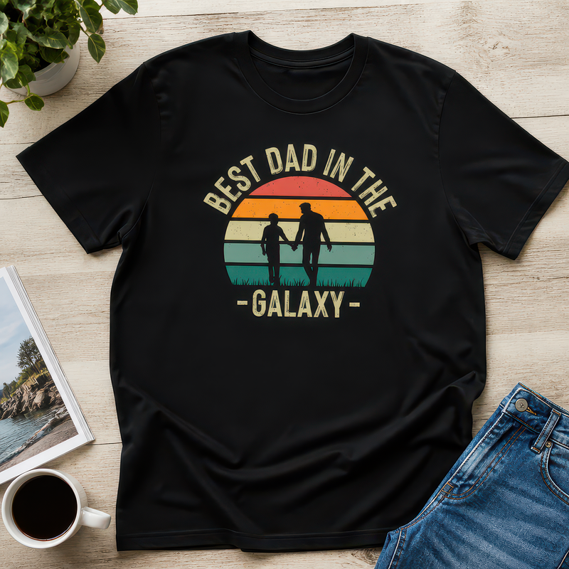 Best Dad in the Galaxy Retro T-Shirt - alternative view