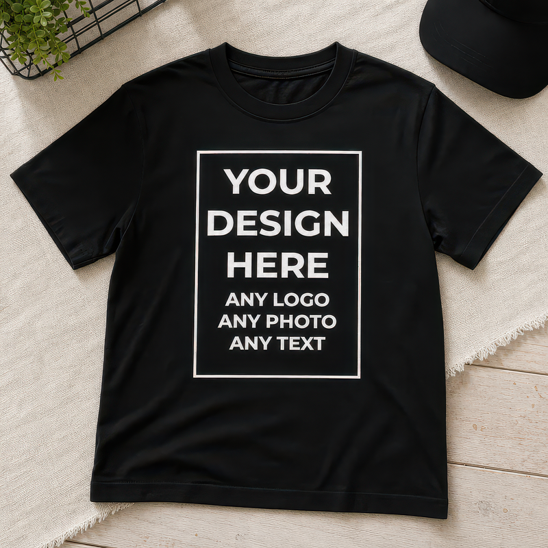 Personalised Black Custom Print Kids T-Shirt with Name and Text - alternative view