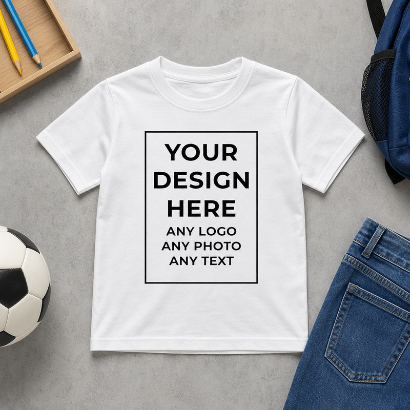 Personalised White Custom Print Kids T-Shirt with Name and Text - 9 Years
