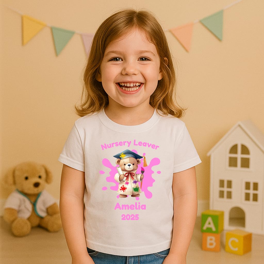 Personalised Pink or Blue Teddy T-shirt with Name - 3 Years