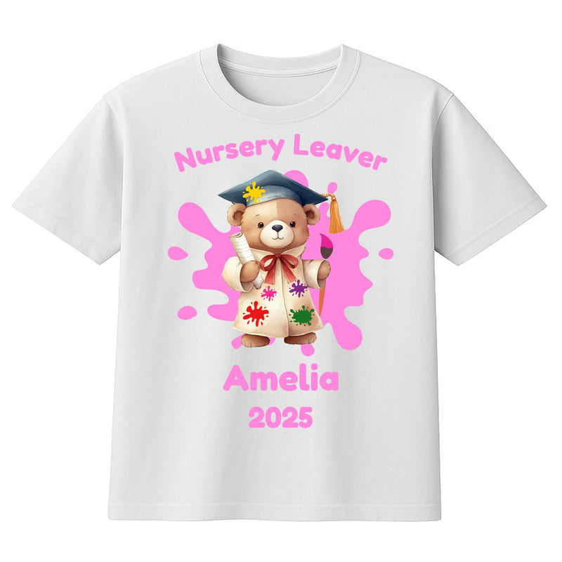 Personalised Pink or Blue Teddy T-shirt with Name - 3 Years