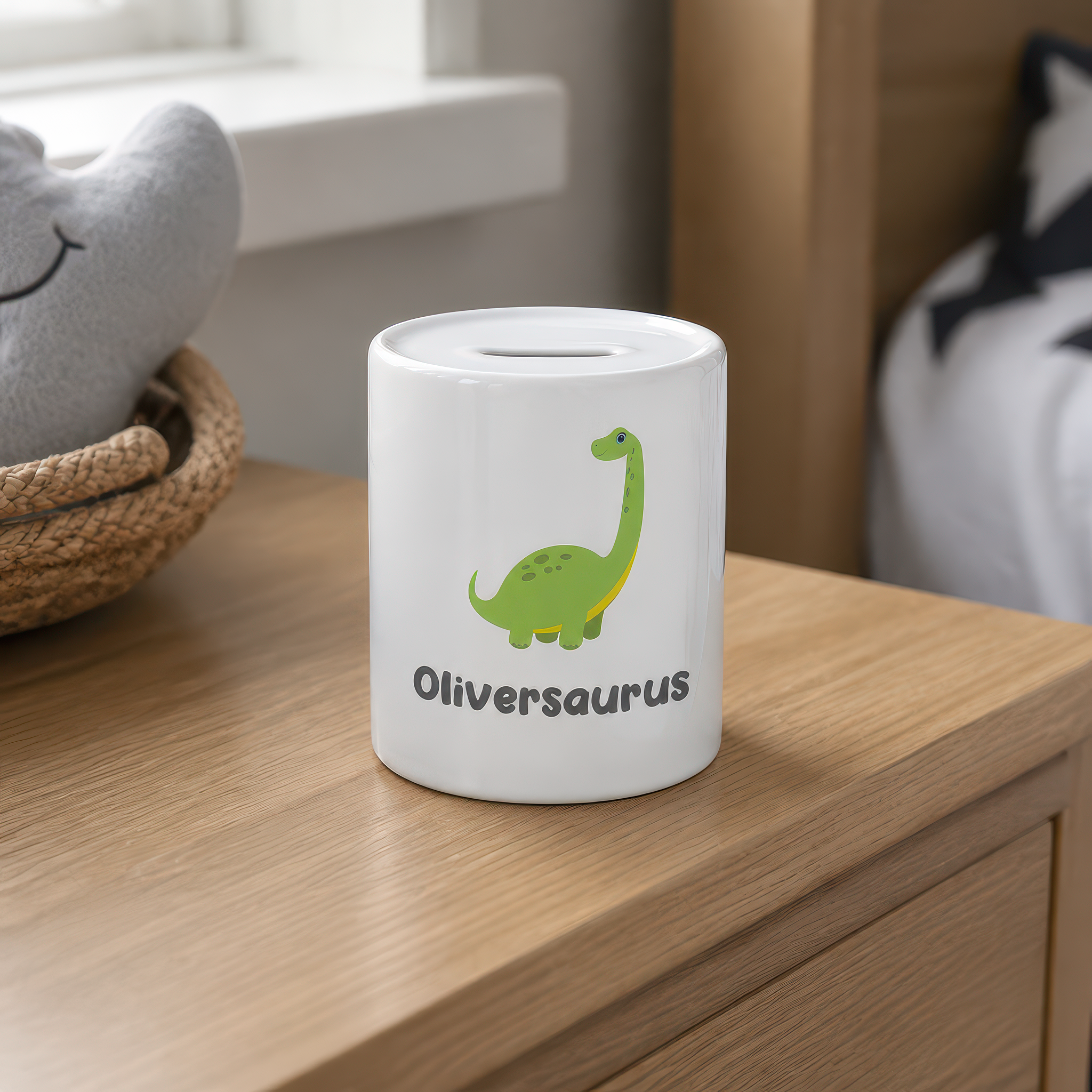 Personalised Dinosaur Money Box with Name