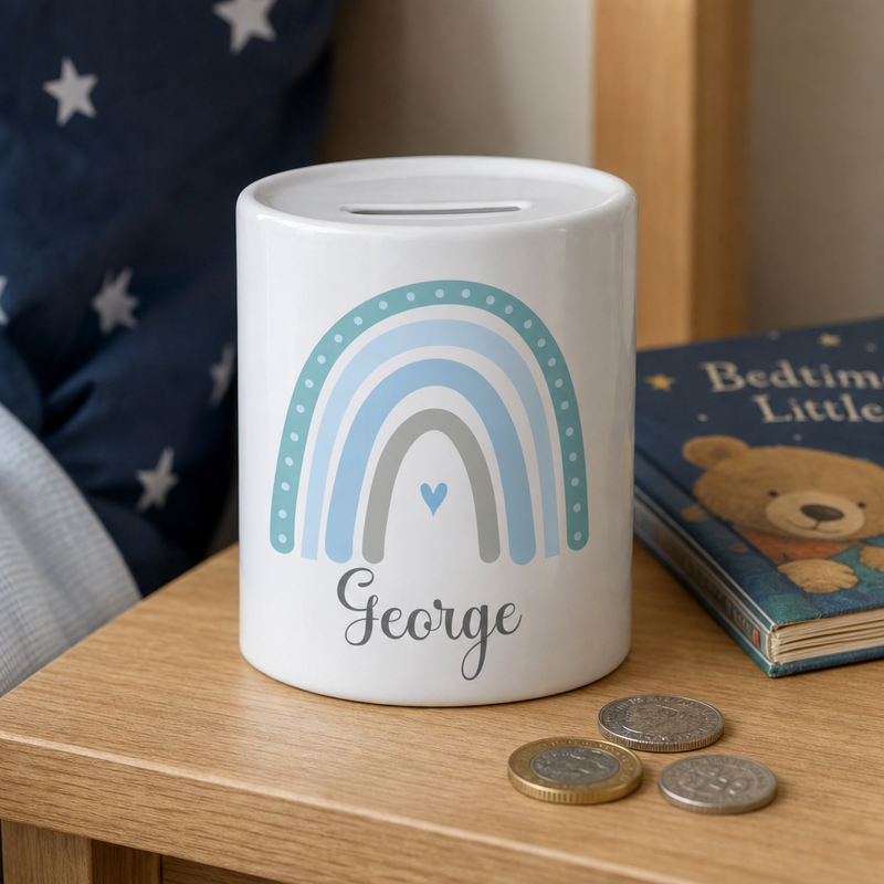 Personalised Pastel Rainbow Money Box