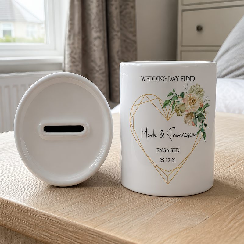 Personalised Wedding Fund Gold Frame Money Box