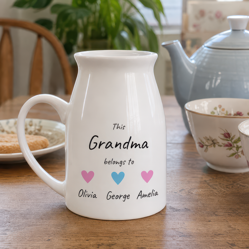 Personalised Grandma Heart Milk Jug Vase with Names - alternative view