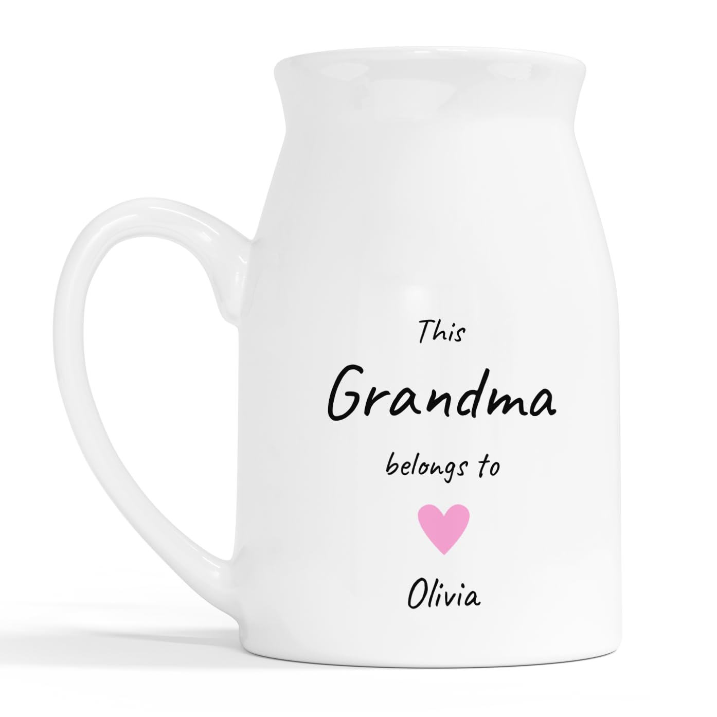 Personalised Grandma Heart Milk Jug Vase with Names