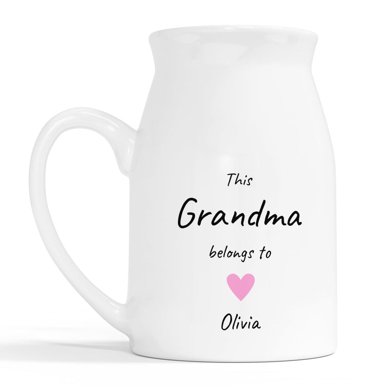 Personalised Grandma Heart Milk Jug Vase with Names