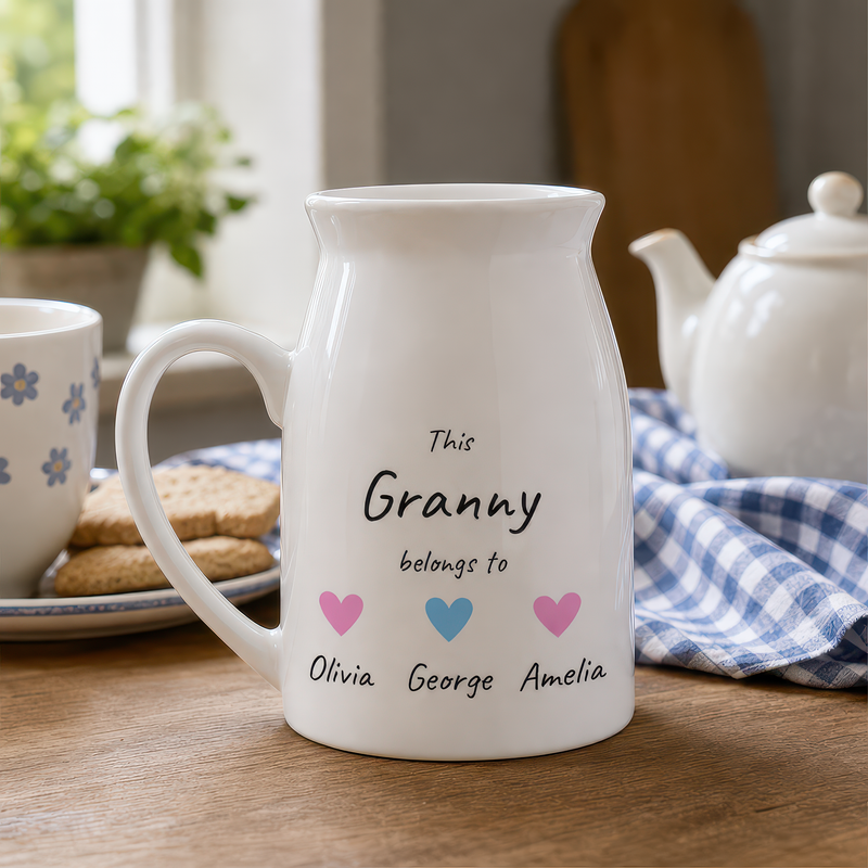 Personalised Granny Heart Milk Jug Vase with Names - alternative view