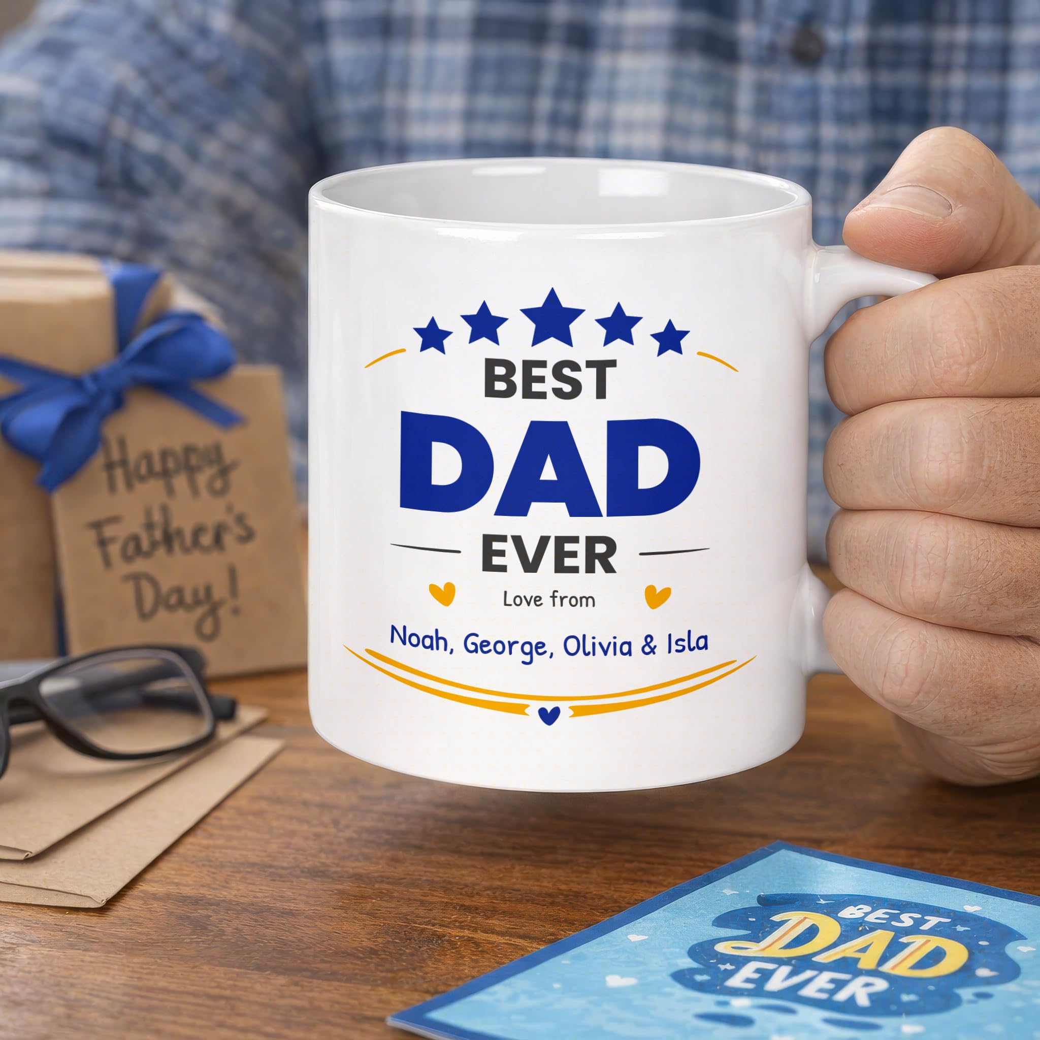 Personalised Best Dad Ever Ceramic Mug with Names