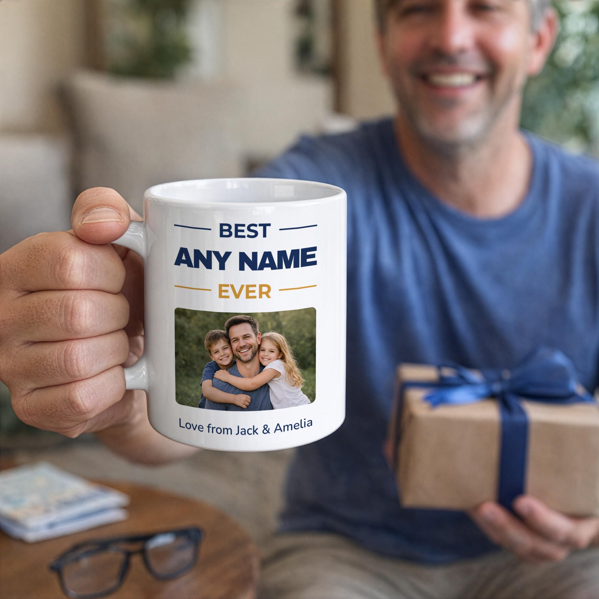 Personalised Best Ever Photo Mug with Title and Names