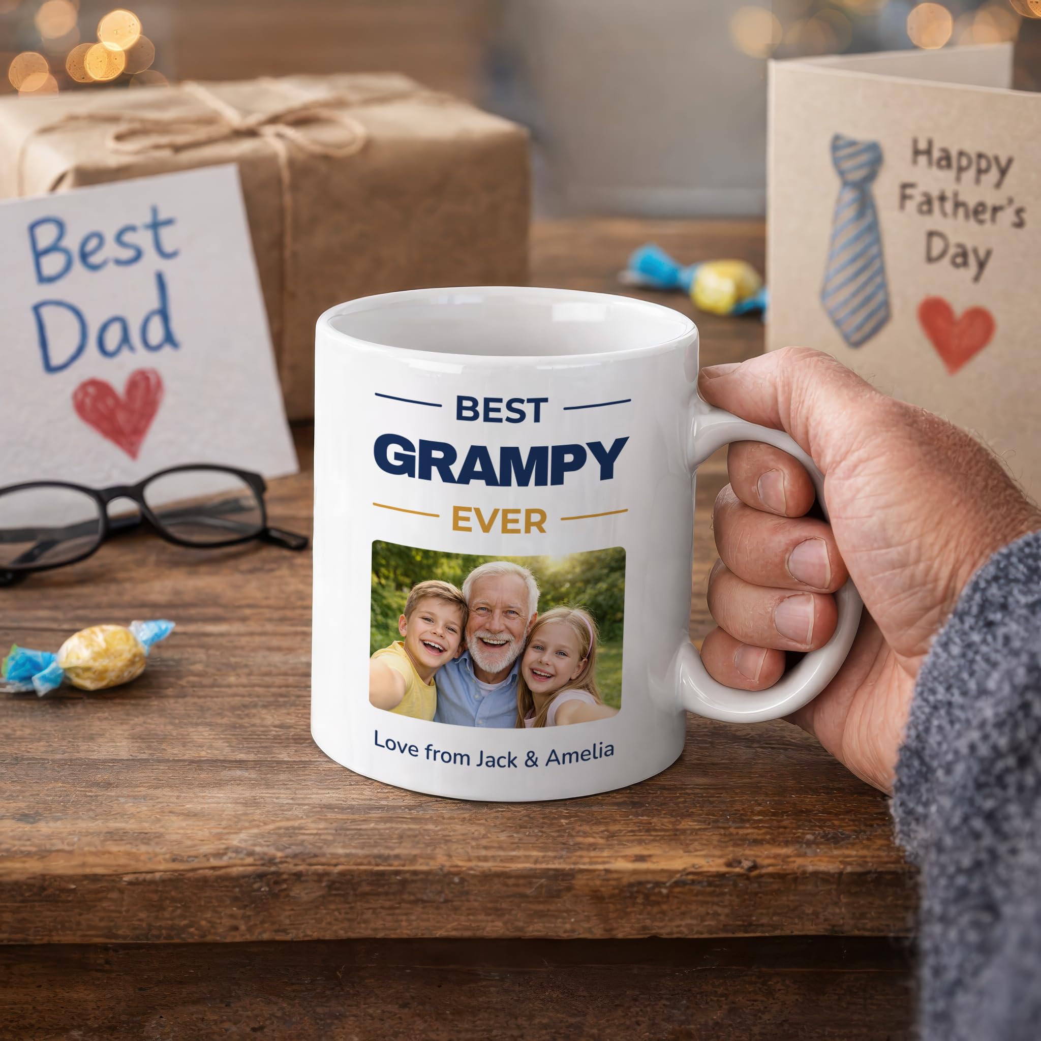 Personalised Best Grampy Ever Photo Mug with Names