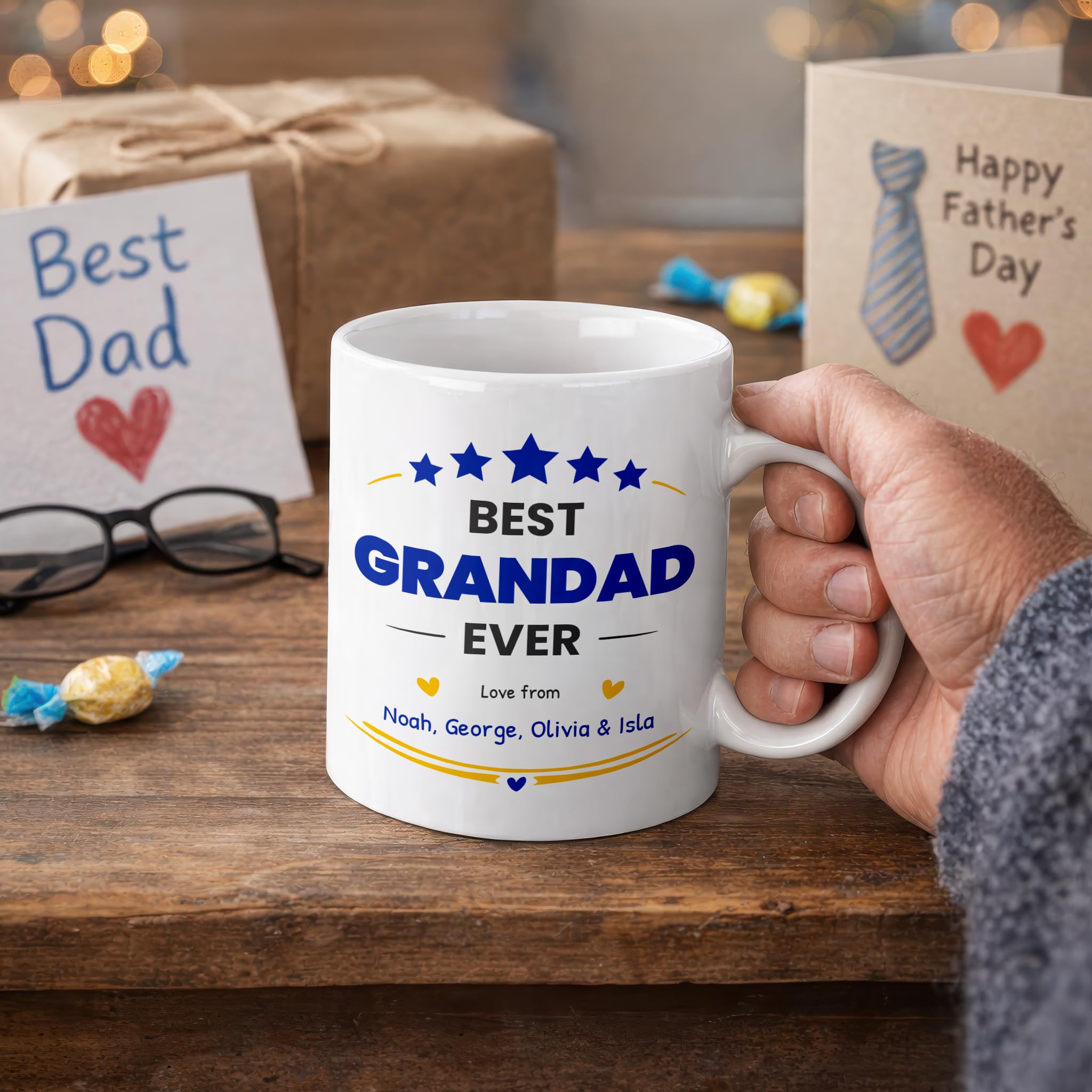 Personalised Best Grandad Ever Ceramic Mug with Names
