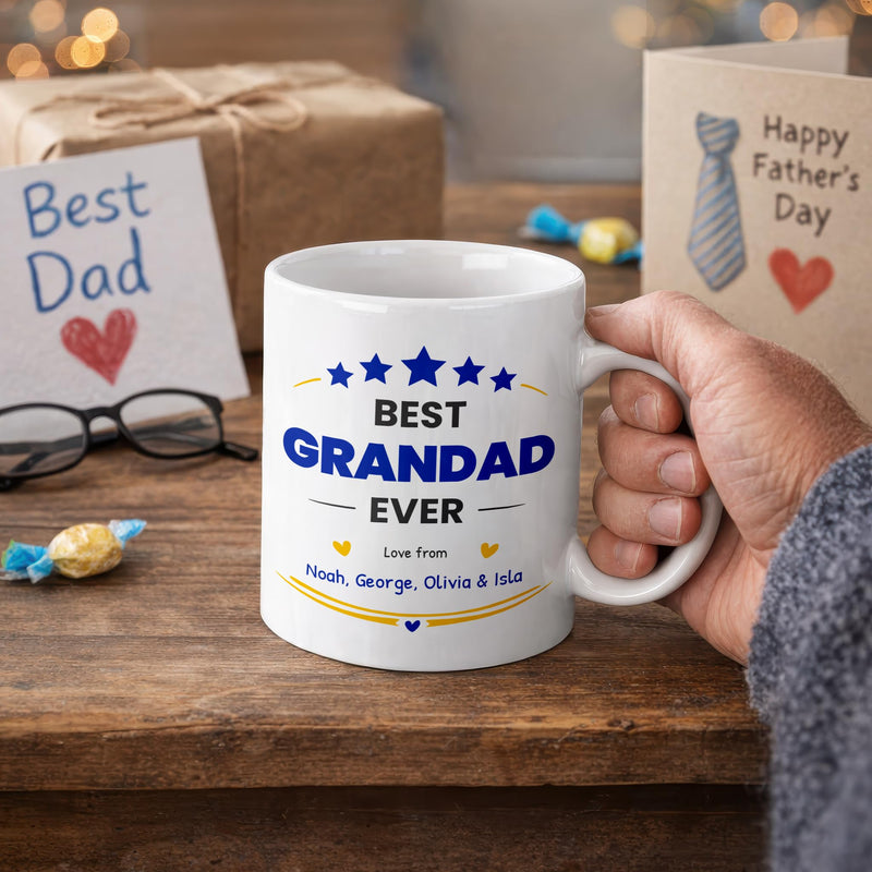 Personalised Best Grandad Ever Ceramic Mug with Names