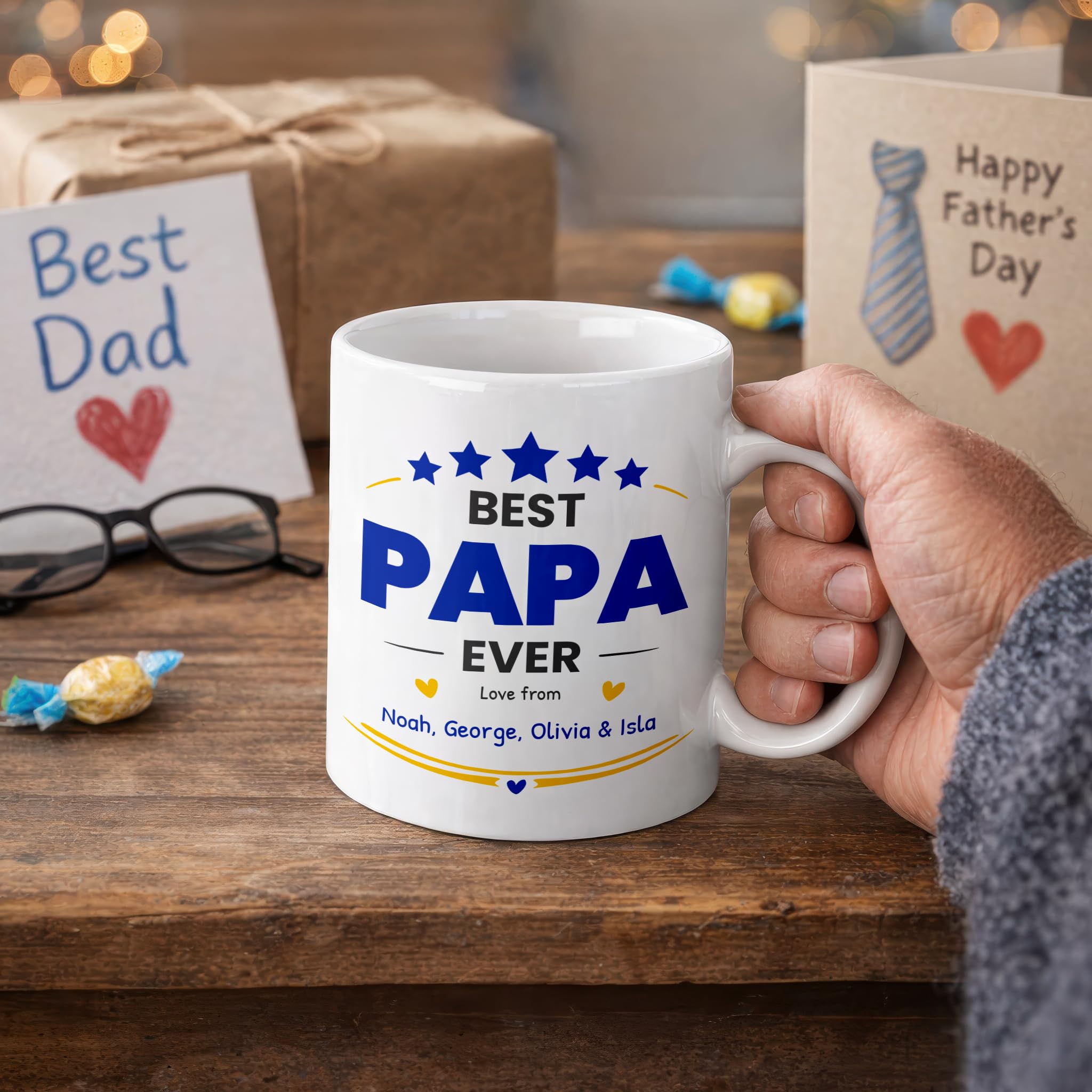 Personalised Best Papa Ever Ceramic Mug with Names