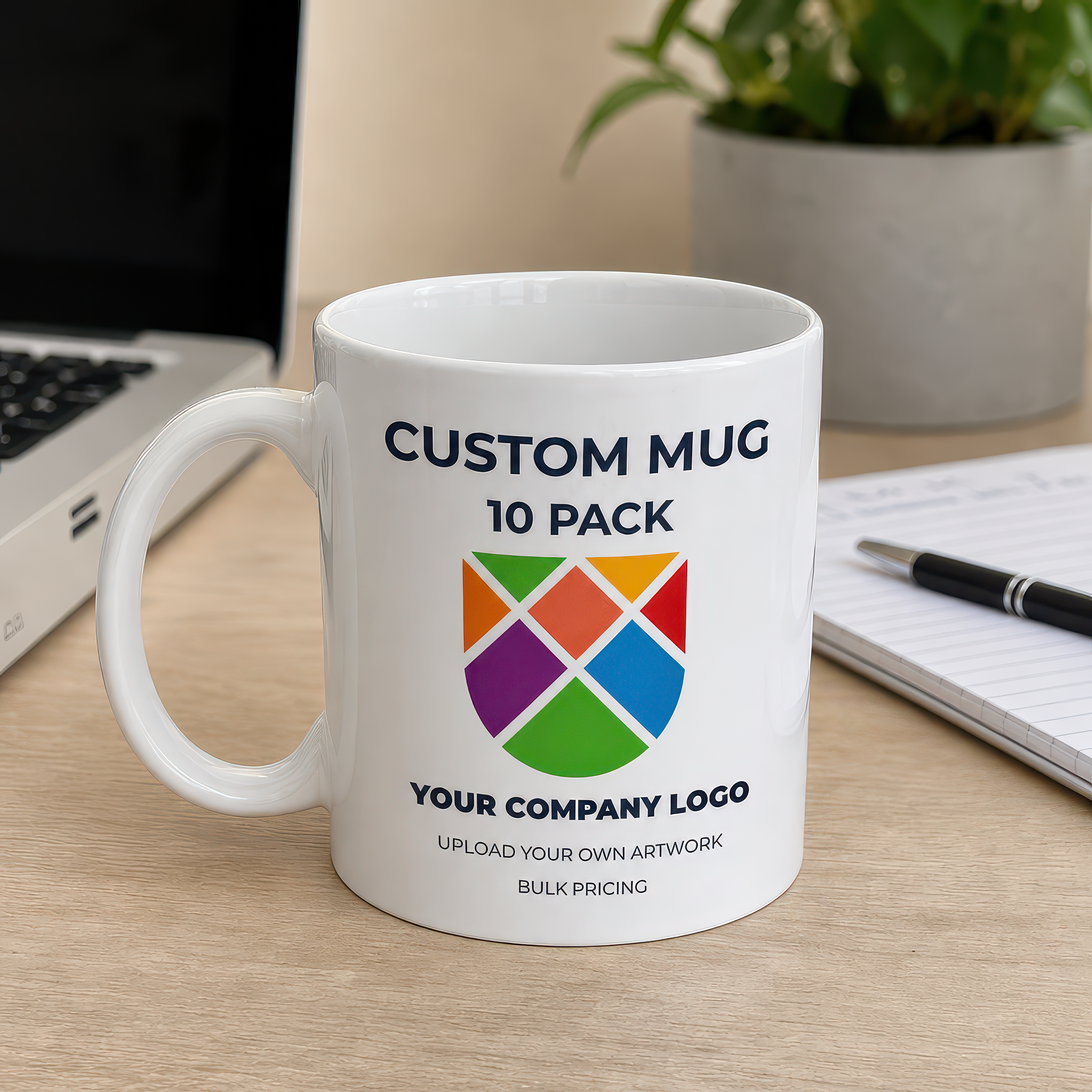 Personalised Company Logo Ceramic Mug Pack of 10 - alternative view