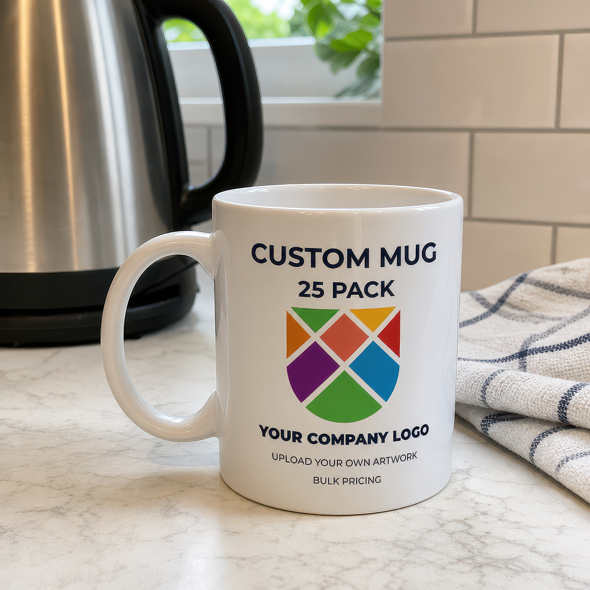 Personalised Company Logo Ceramic Mug Pack of 25 - alternative view