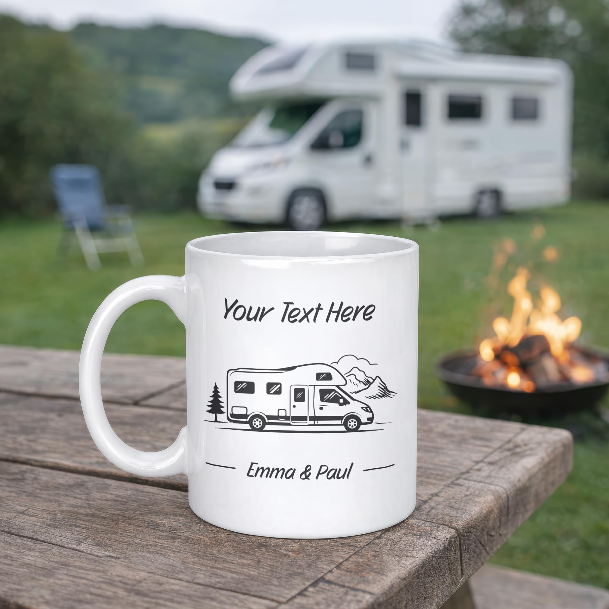 Personalised Low Profile Custom Grey Design Ceramic Mug with Name