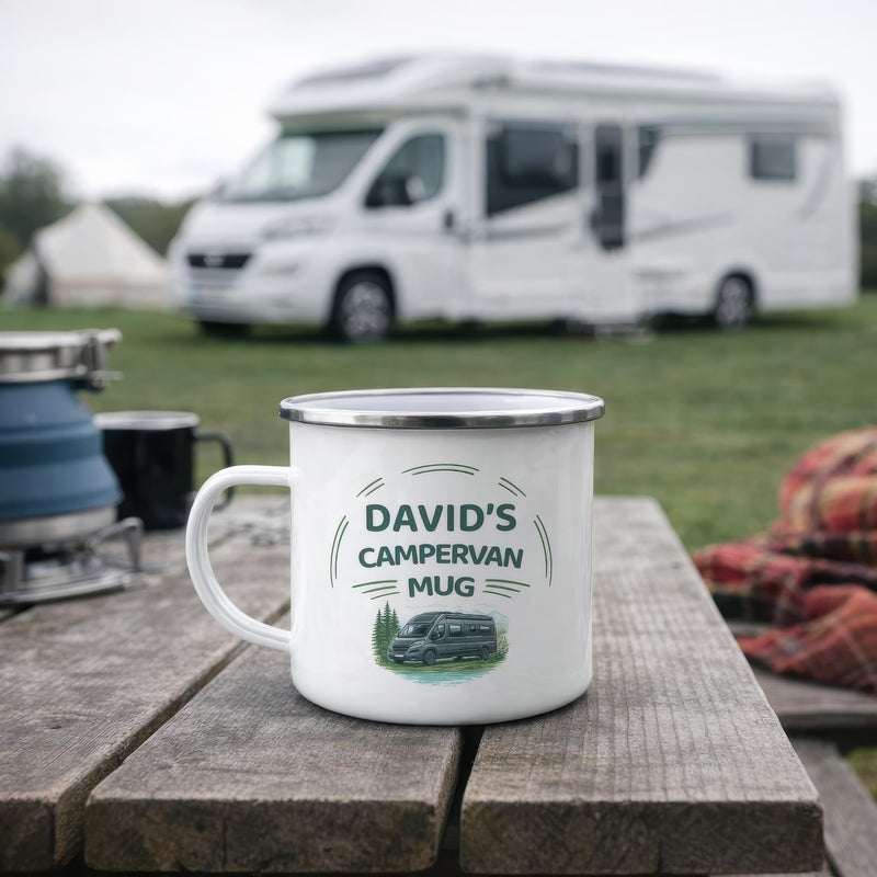 Personalised 12oz Capacity - Camper Van for Owners and Lovers Mug with Name