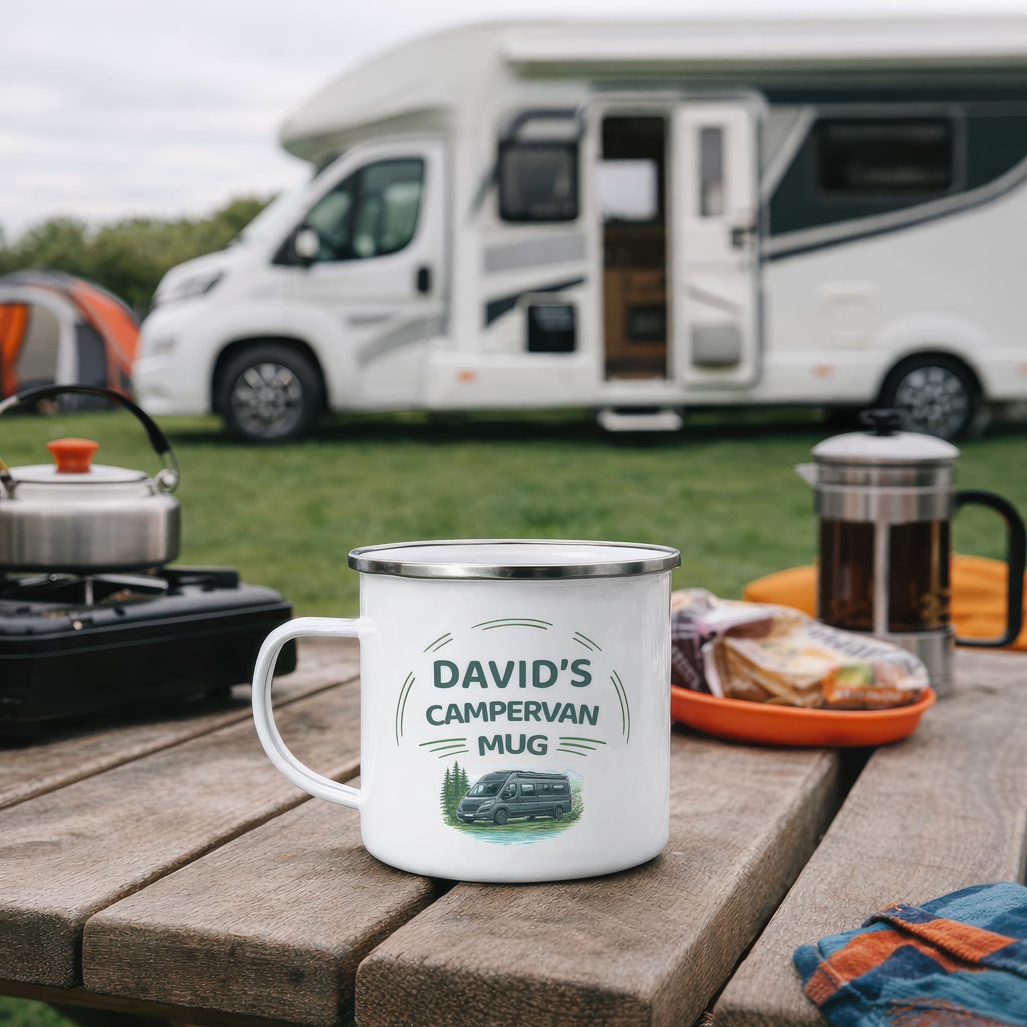 Personalised 12oz Capacity - Camper Van for Owners and Lovers Mug with Name