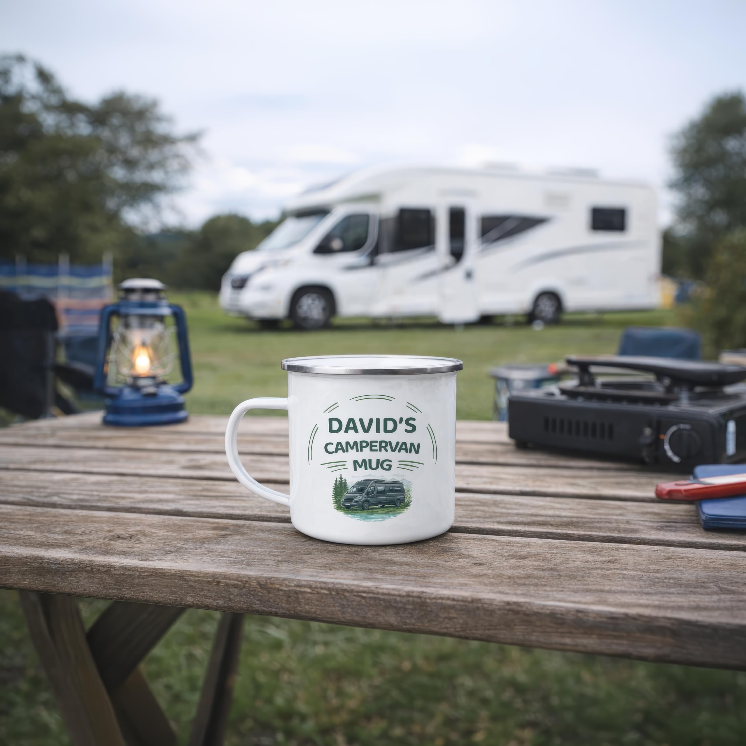 Personalised 12oz Capacity - Camper Van for Owners and Lovers Mug with Name