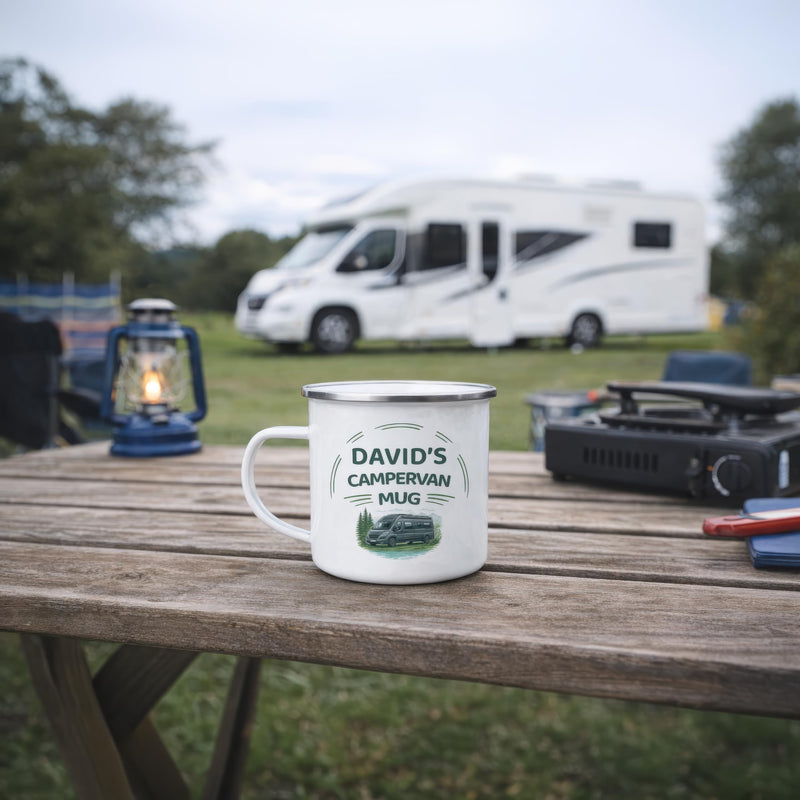 Personalised 12oz Capacity - Camper Van for Owners and Lovers Mug with Name