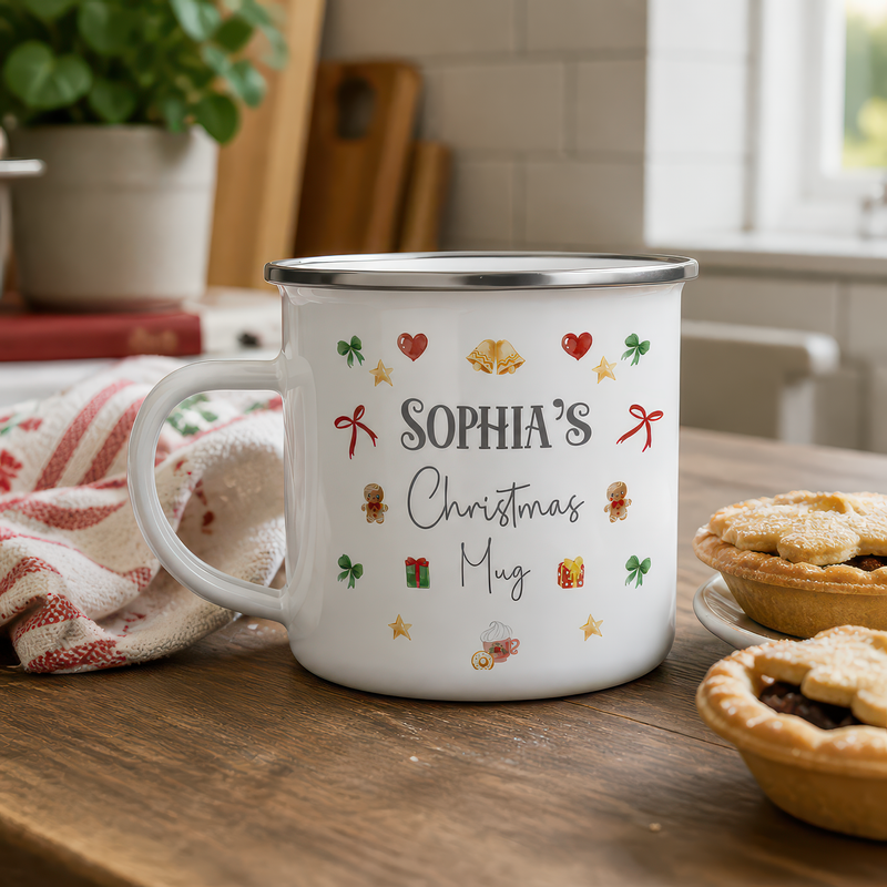Personalised Festive Enamel Mug