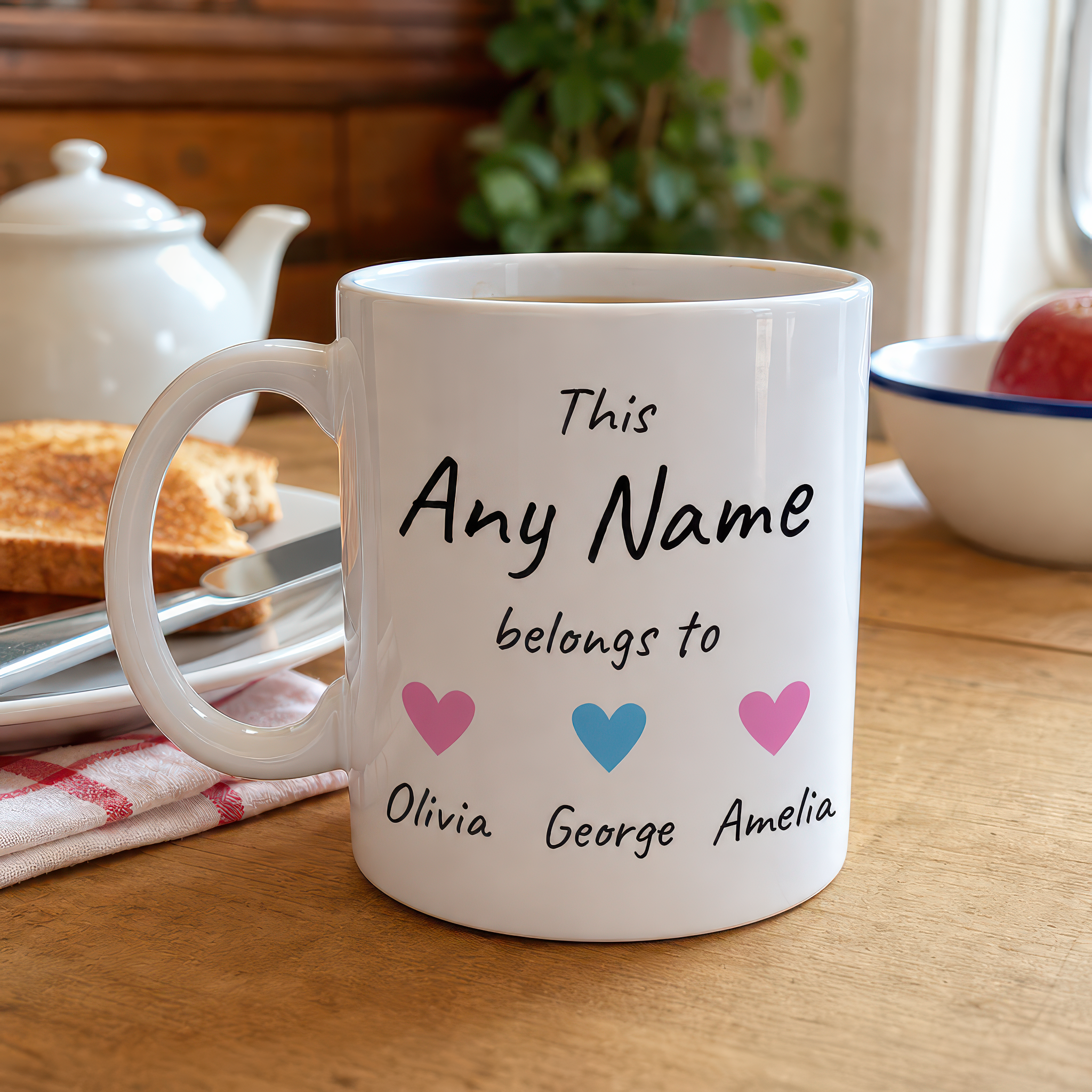 Personalised This Belongs To Ceramic Mug with Title and Names - alternative view