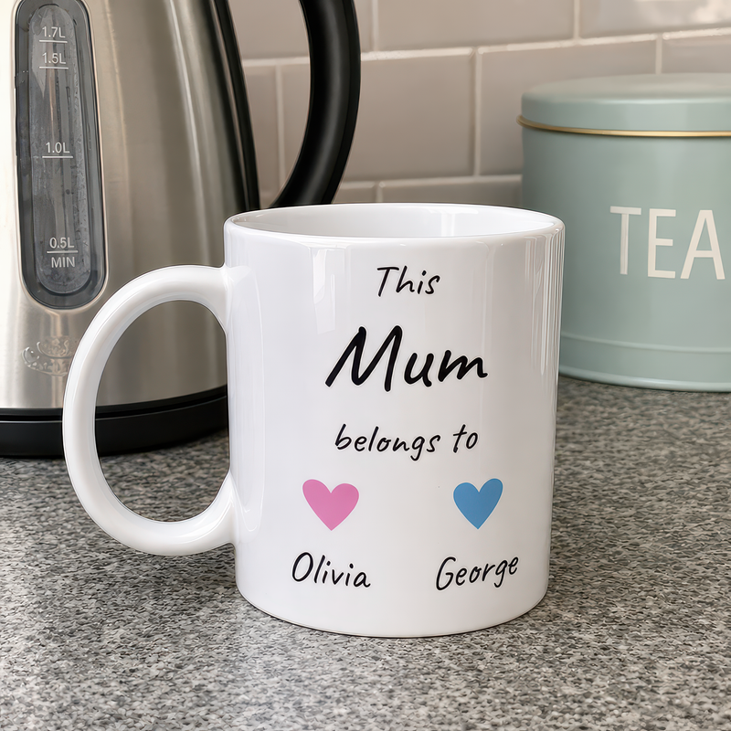 Personalised This Mum Belongs To Mug with Title and Names - alternative view