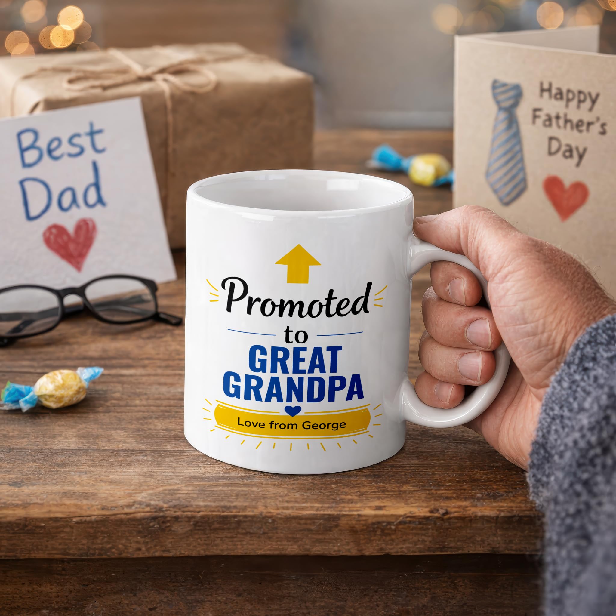 Personalised Promoted to Great Grandpa Mug with Name
