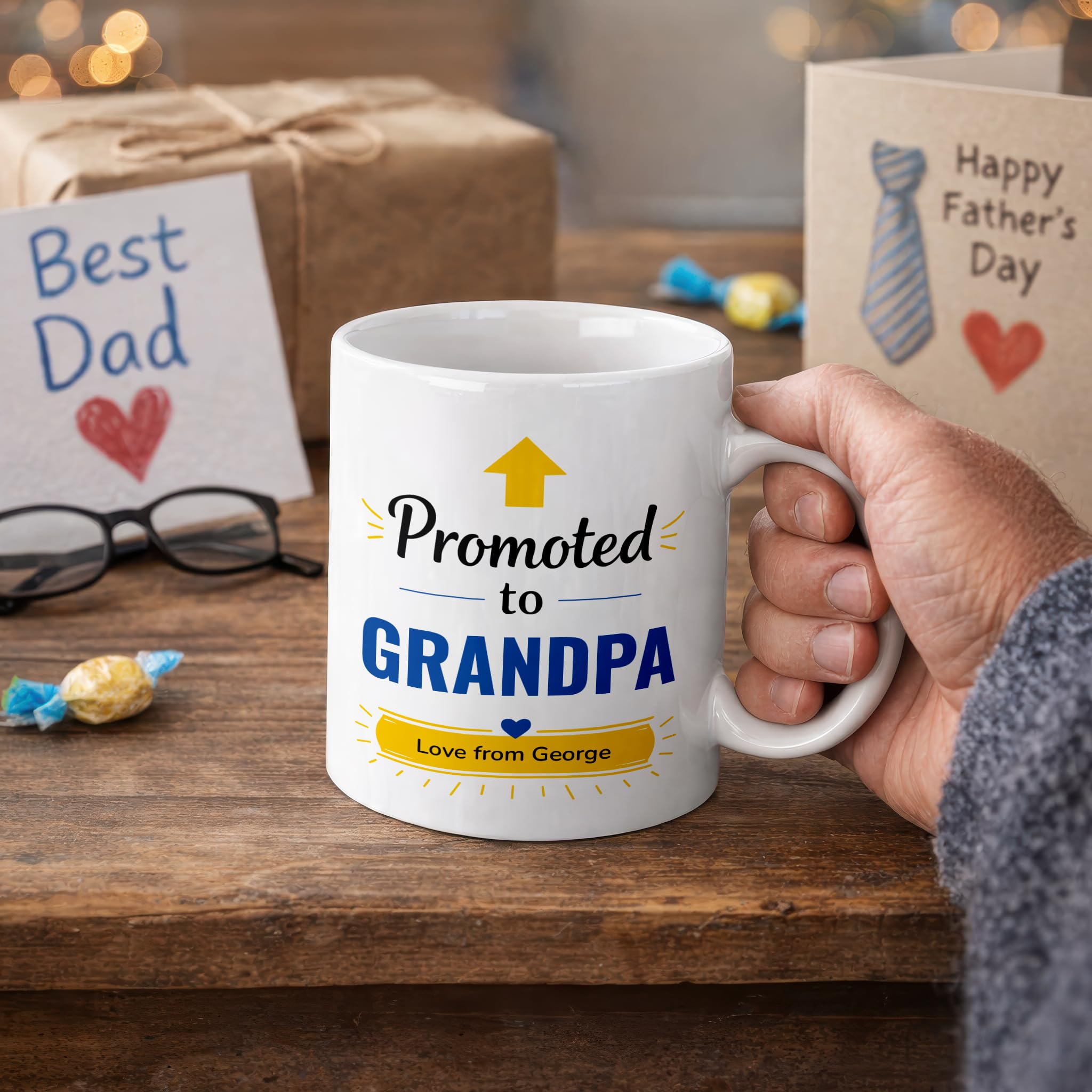 Personalised Promoted to Grandpa Mug with Name