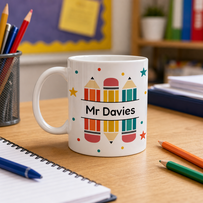 Personalised Pencils Teacher Mug with Name