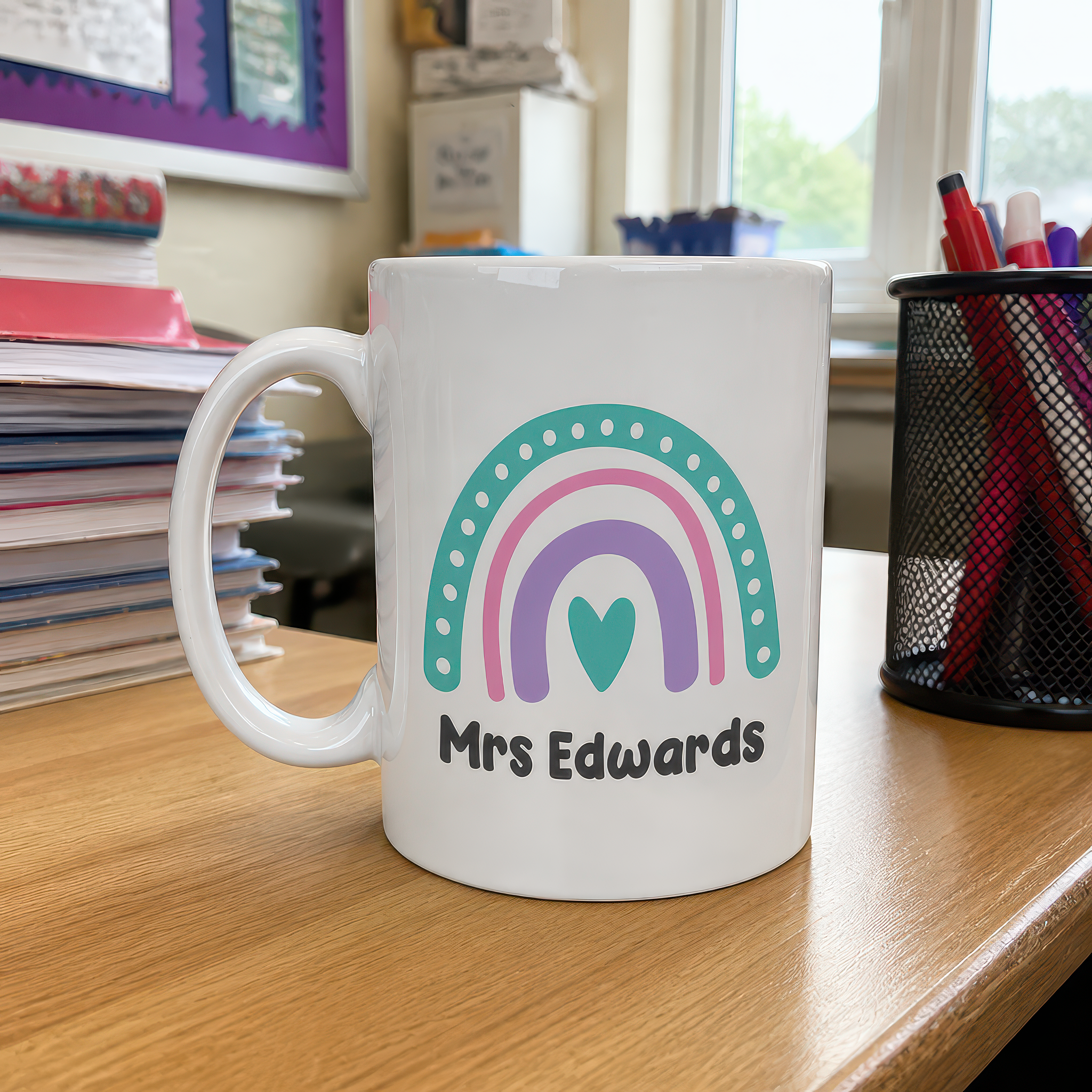 Personalised Teacher Rainbow Mug