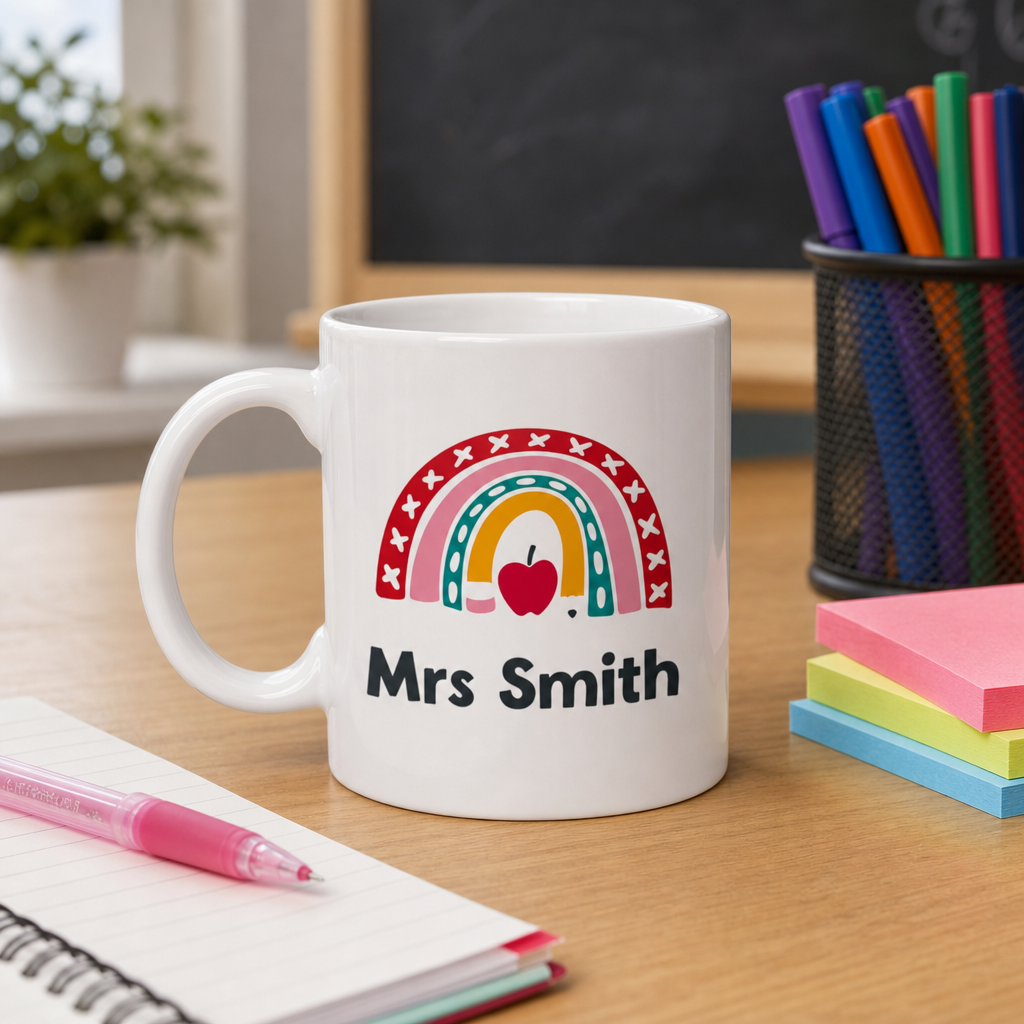 Personalised Teacher Apple Mug with Name