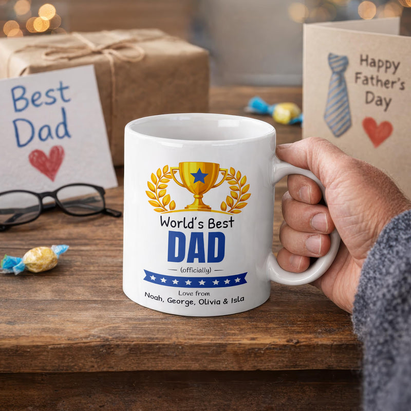 Personalised Worlds Best Dad Mug with Names
