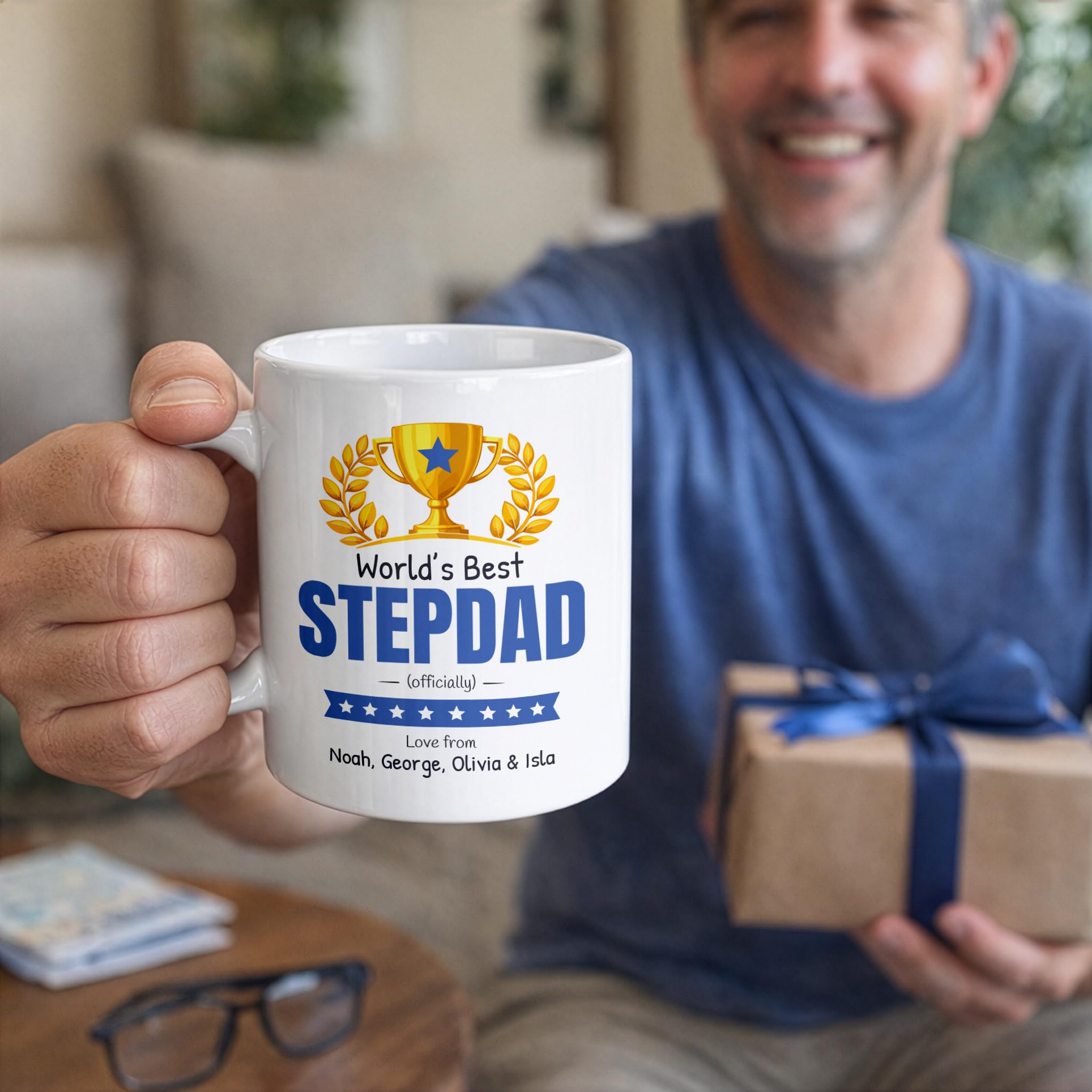 Personalised Worlds Best Stepdad Mug with Names