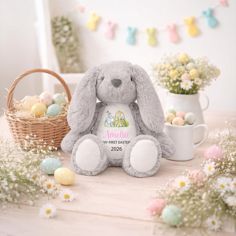 Personalised My First Easter Bunny Soft Toy with Name - Blue Script