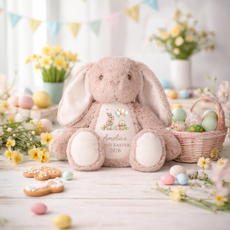 Personalised First Easter Bunny Teddy - Name Plush Rabbit Soft Toy Keepsake