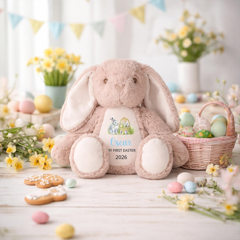 Personalised First Easter Beige Bunny Soft Toy with Name