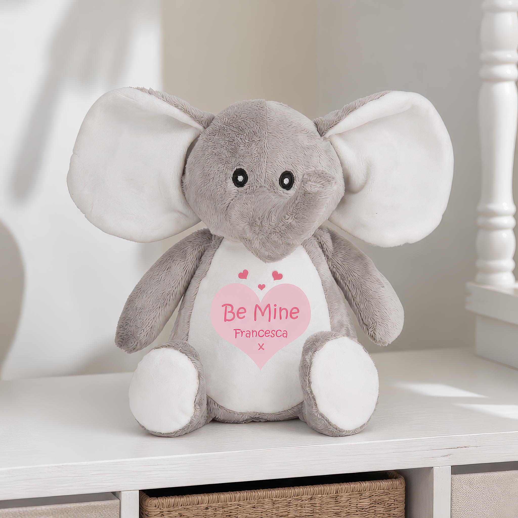 Personalised Elephant Be Mine Valentine Soft Toy with Name