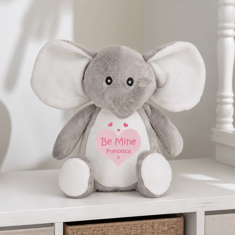 Personalised Elephant Be Mine Valentine Soft Toy with Name