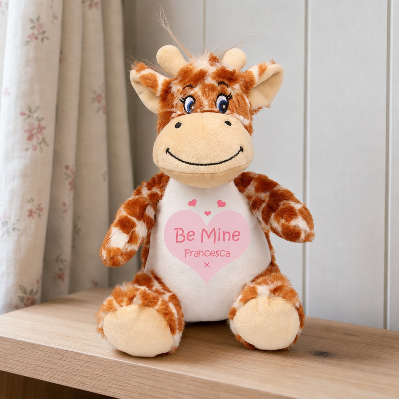 Personalised Giraffe Be Mine Valentine Soft Toy with Name