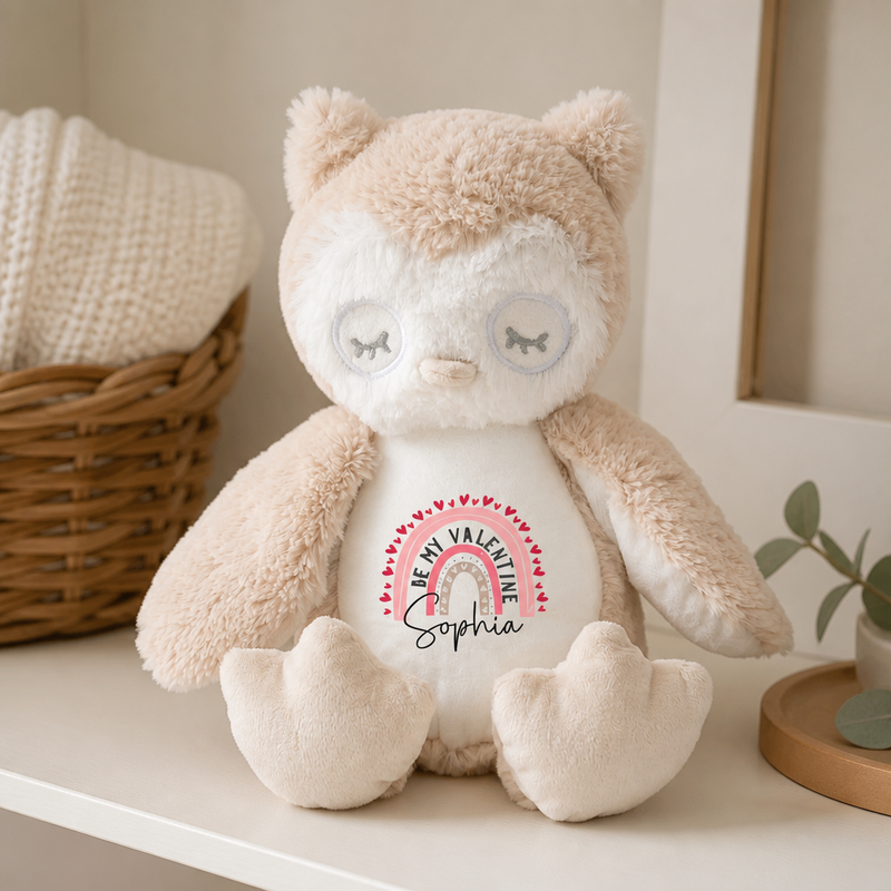 Personalised Owl Floral Soft Toy with Name