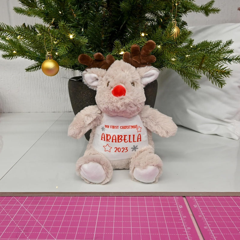 Personalised 1st Christmas Reindeer Soft Toy with Stars