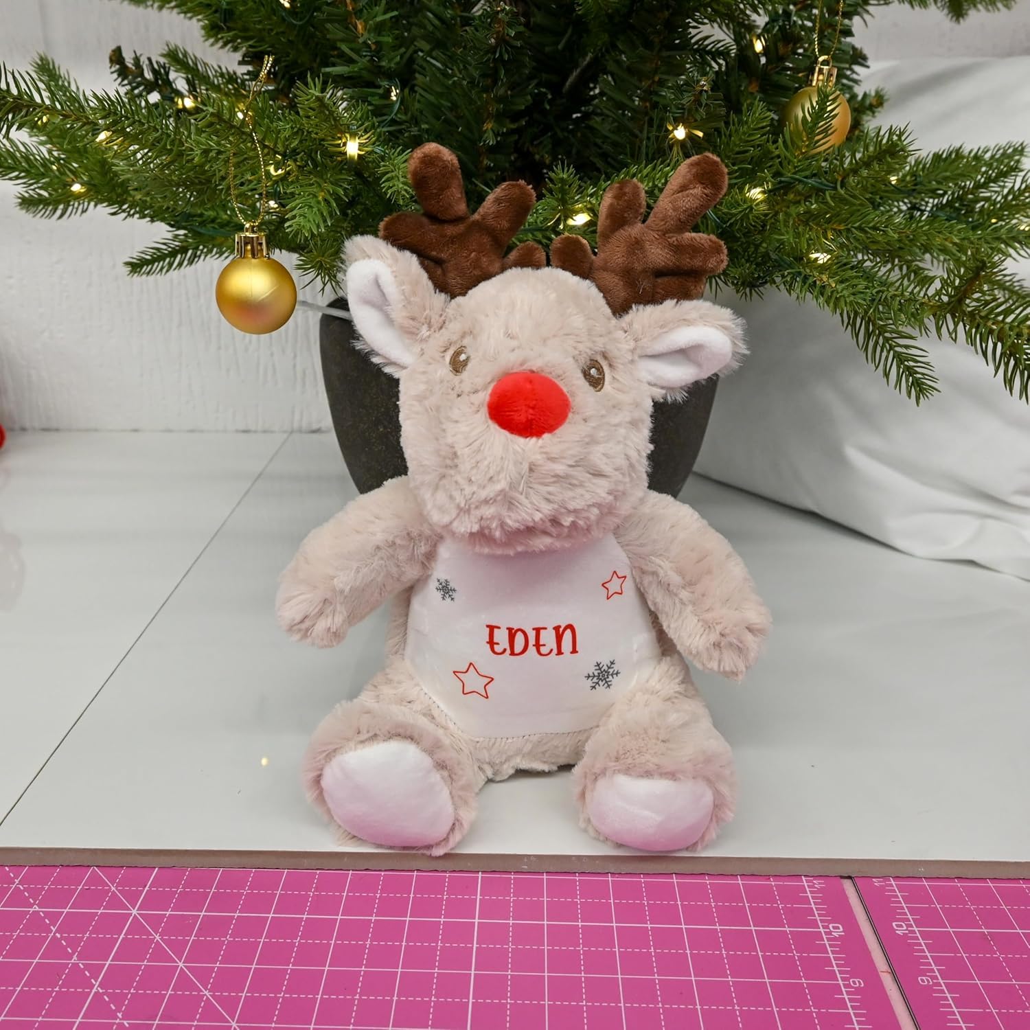 Personalised Christmas Reindeer Soft Toy with Stars